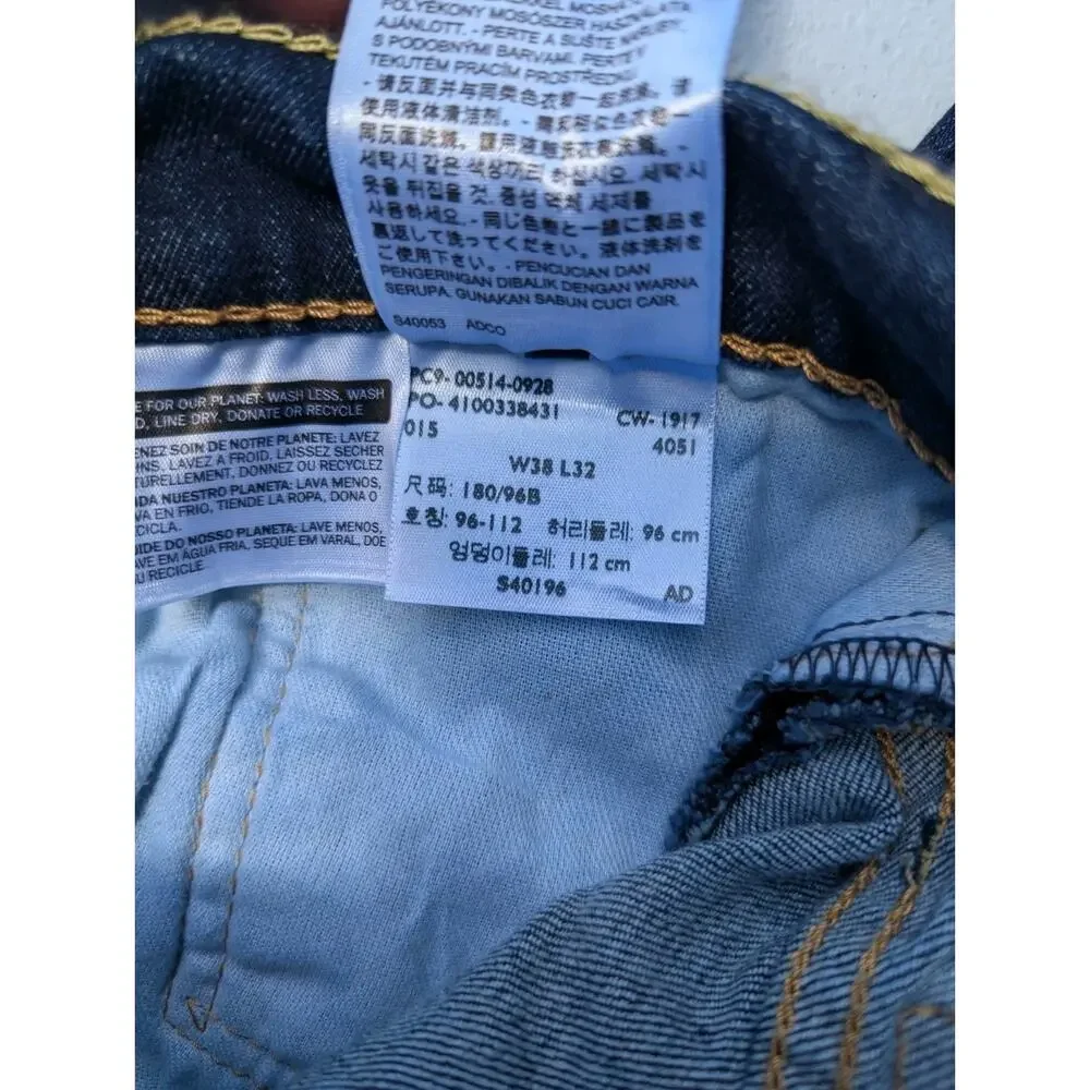 Levi’s 514 Straight Fit Jeans Men’s 38x32 Denim Cotton Stretch Dark Wash Relaxed